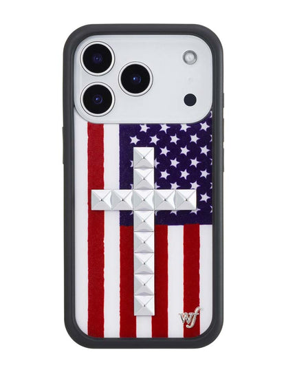 Stud Cross American Flag iPhone Case