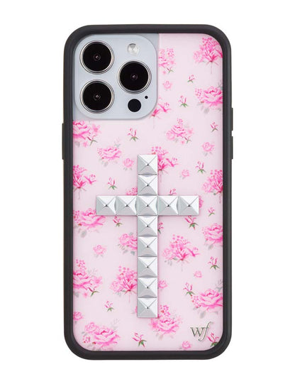 Stud Cross Forget Me Not Floral | Pink iPhone Case