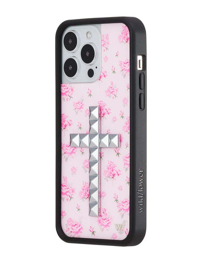 Stud Cross Forget Me Not Floral | Pink iPhone Case