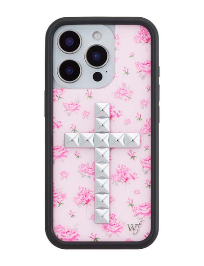Stud Cross Forget Me Not Floral | Pink iPhone Case