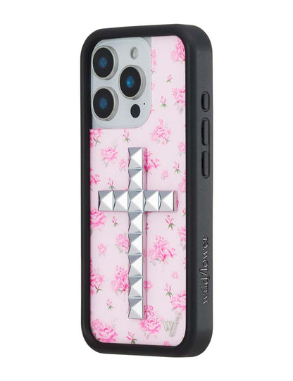 Stud Cross Forget Me Not Floral | Pink iPhone Case