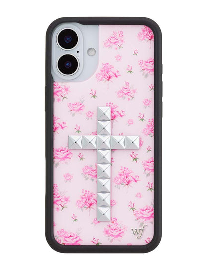 Stud Cross Forget Me Not Floral | Pink iPhone Case