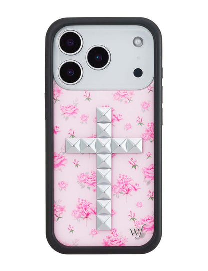 Stud Cross Forget Me Not Floral | Pink iPhone Case