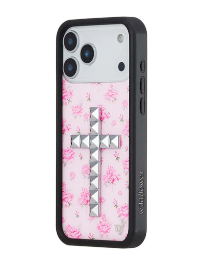 Stud Cross Forget Me Not Floral | Pink iPhone Case