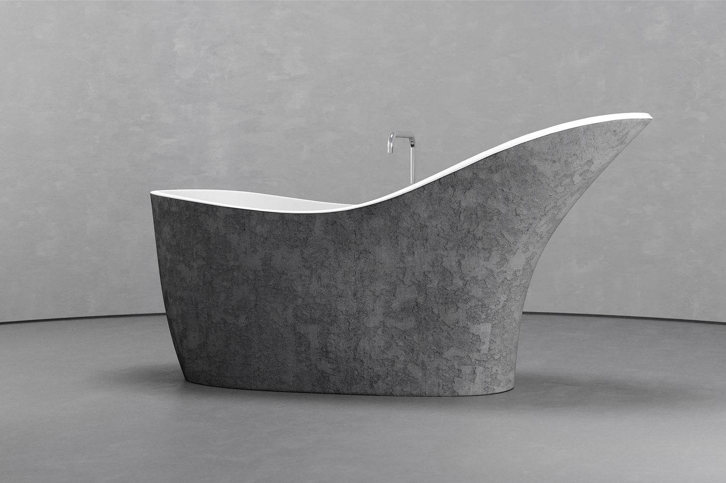 Freestanding slipper shape bathtub