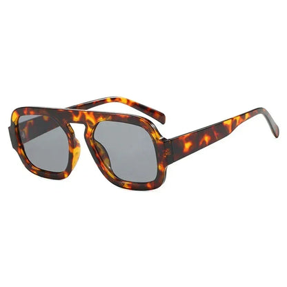 DOHOHDO 2025 Fashion Square Sunglasses Women New Retro Black Brown Thick Frame Pilot Sun Glasses Woman Chic Polygon Shades UV400