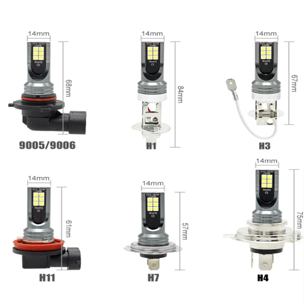 H7 Led Light Bulb Kit Car Fog Light Bulbs 55w Super-Bright 6000k White Led Lights For Vehicles High Power Auto Headlight LED DRL