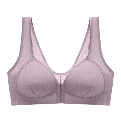 WTEMPO Plus Size Thin Non-steel Ring Front Buckle Cotton Bra Gathered Comfortable Underwear Soft Collection lingerie