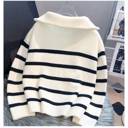 Sweater pullover women Spring and Autumn underwear 2026 New zipper stripe underlay short style popular premium sweater female