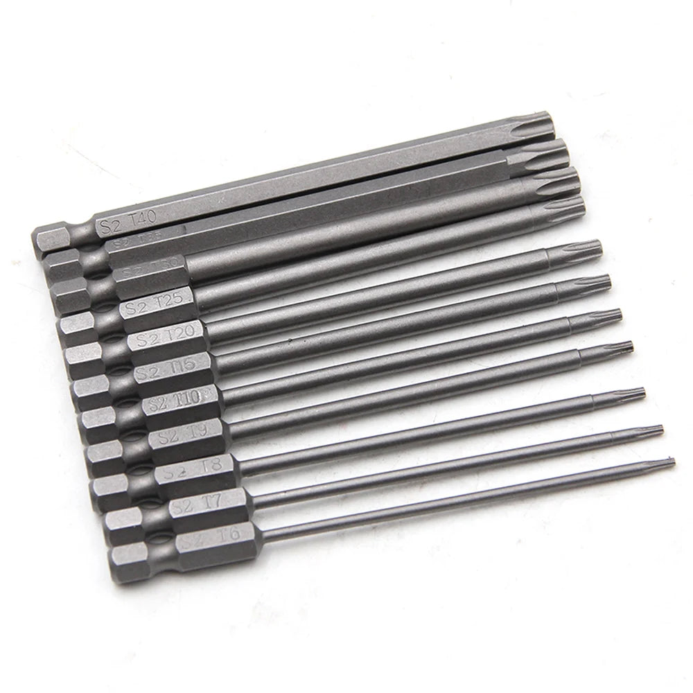 50-75-100mm Hollow Plum Blossom Extended S2 Screwdriver Set with Hexagonal Handle Screwdriver Bit Screwdriver Tool