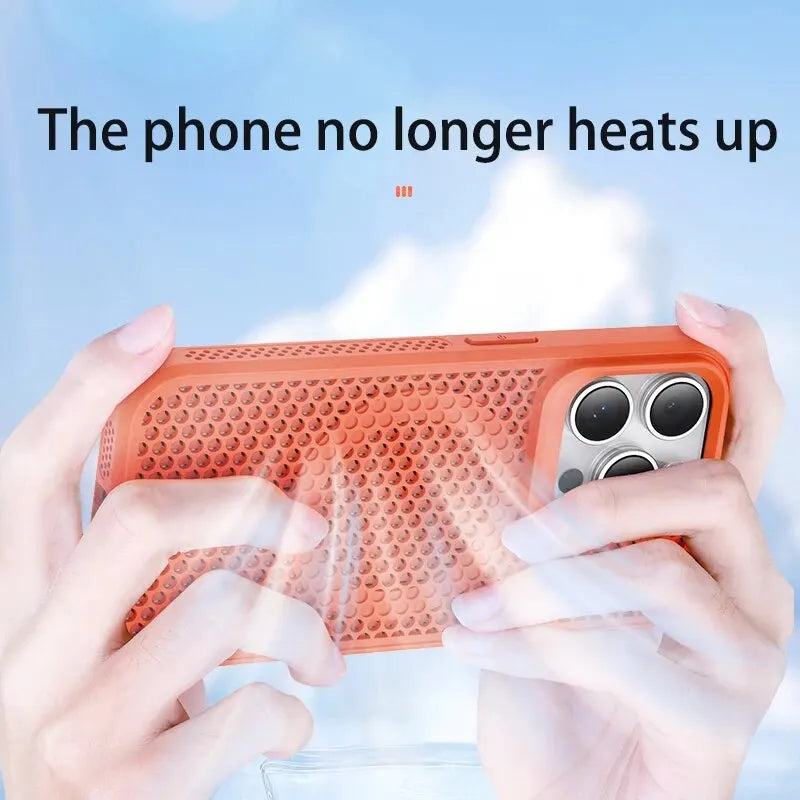 Cooling Heat Dissipation Magsafe Magnetic Phone Case For iPhone 16 14 15 13 12 11 Pro Max Plus Breathable Grid Hard Back Cover