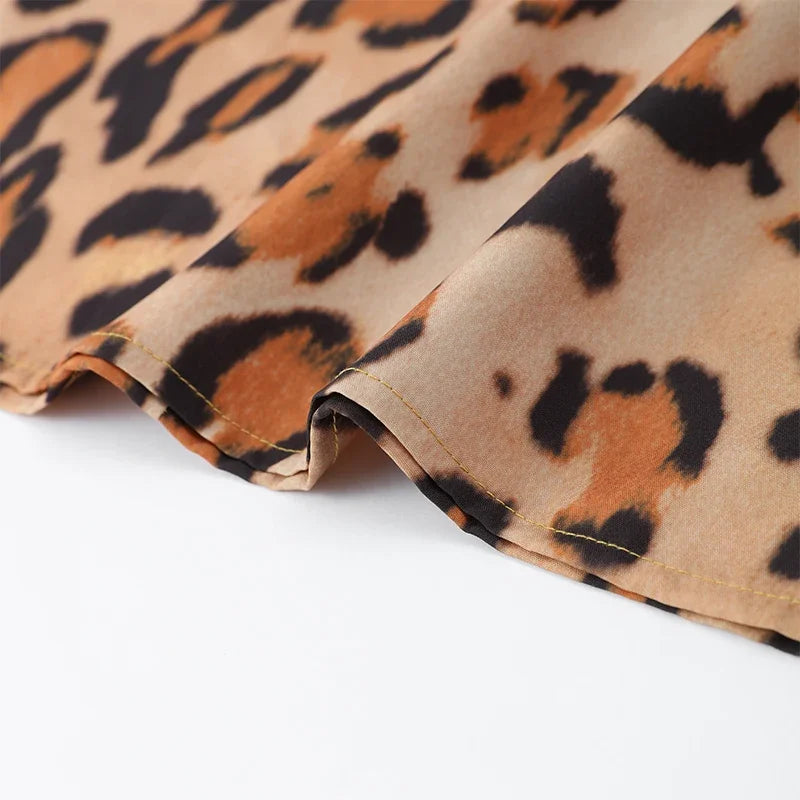 Leopard Print Sleeveless Sling Dress For Women Fashion Chic Backless A Line Dresses 2026 Elegant Female High Street Vestidos