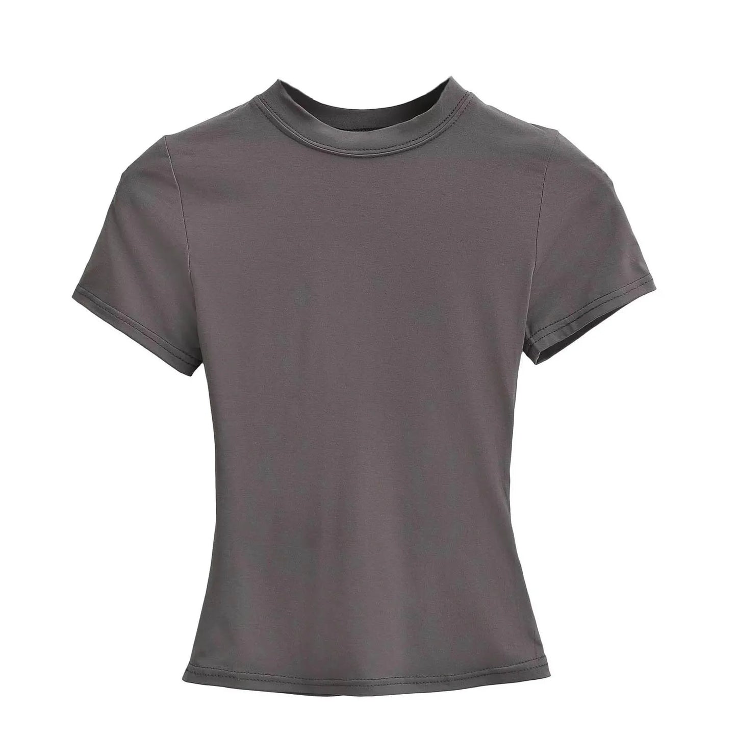 Slim Fit Solid Color Women's Casual T-shirt Short Sleeve Fashion Trend Y2K Top High Quality 2026 New Arrival