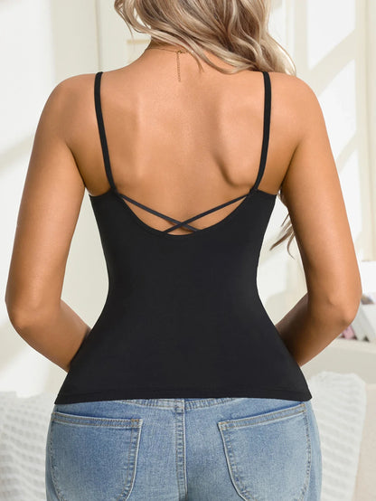 Women Basic Sleeveless Tank Top Padded Camisole Fashion Backless Soft Ribbed Female Lingerie Outwear Top