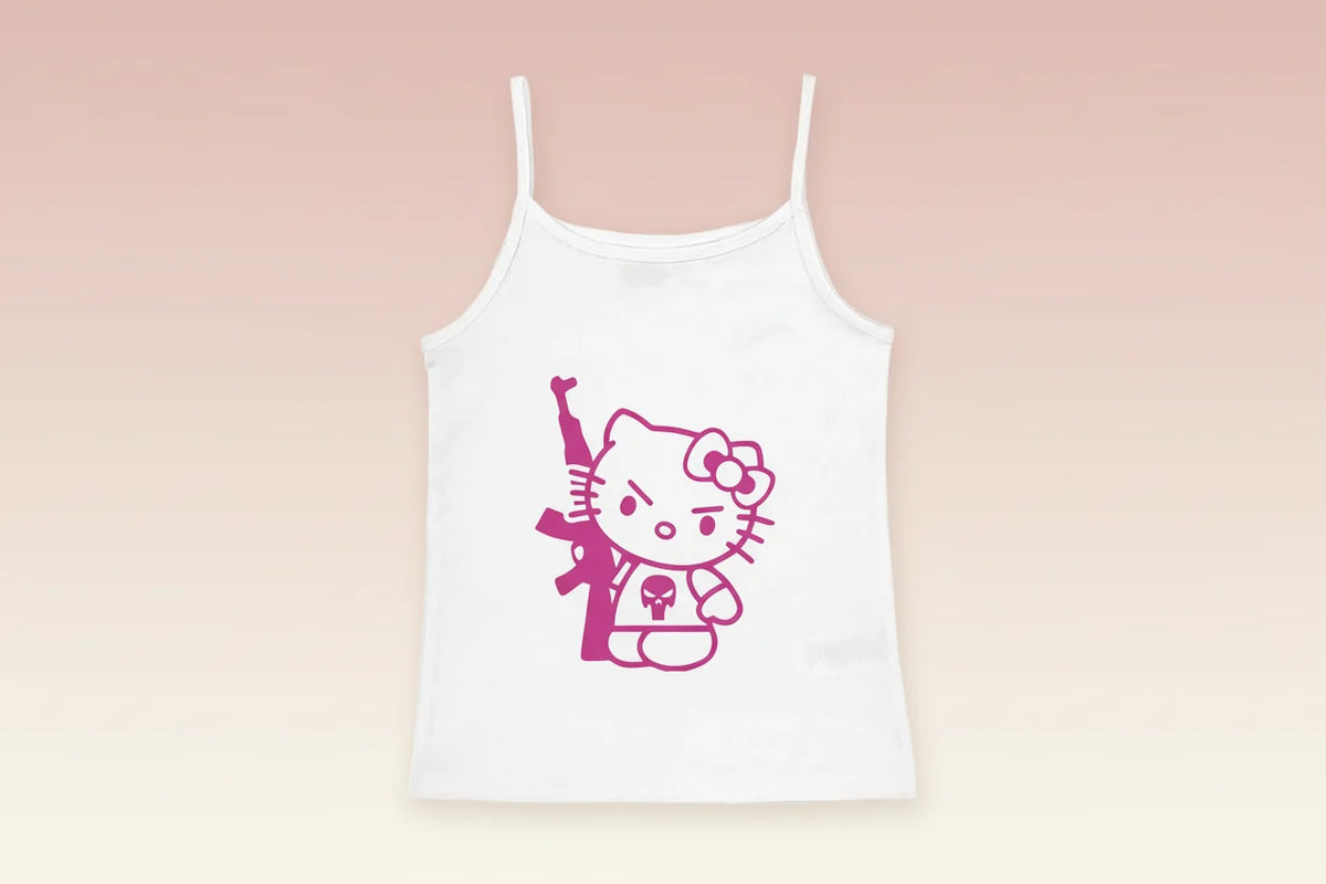 Y2K Hello Kitty Crop Top – Emo Girls Vintage Punk Tank