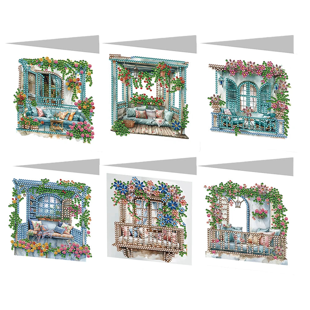 6Pcs DIY Diamond Painting Animal Flower Greeting Card Rinestone Embroidery Arts Craft Cards Kit Birthday Gift for Friend Gift