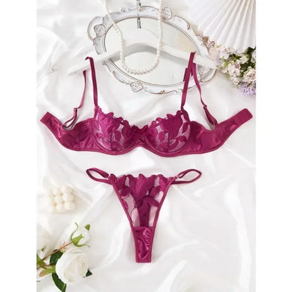 Tornova Sexy Lingerie Woman Lace Transparent Underwear Embroidery Brief Set Bra Kit Push Up Breves Sets Thin Erotic Bras New