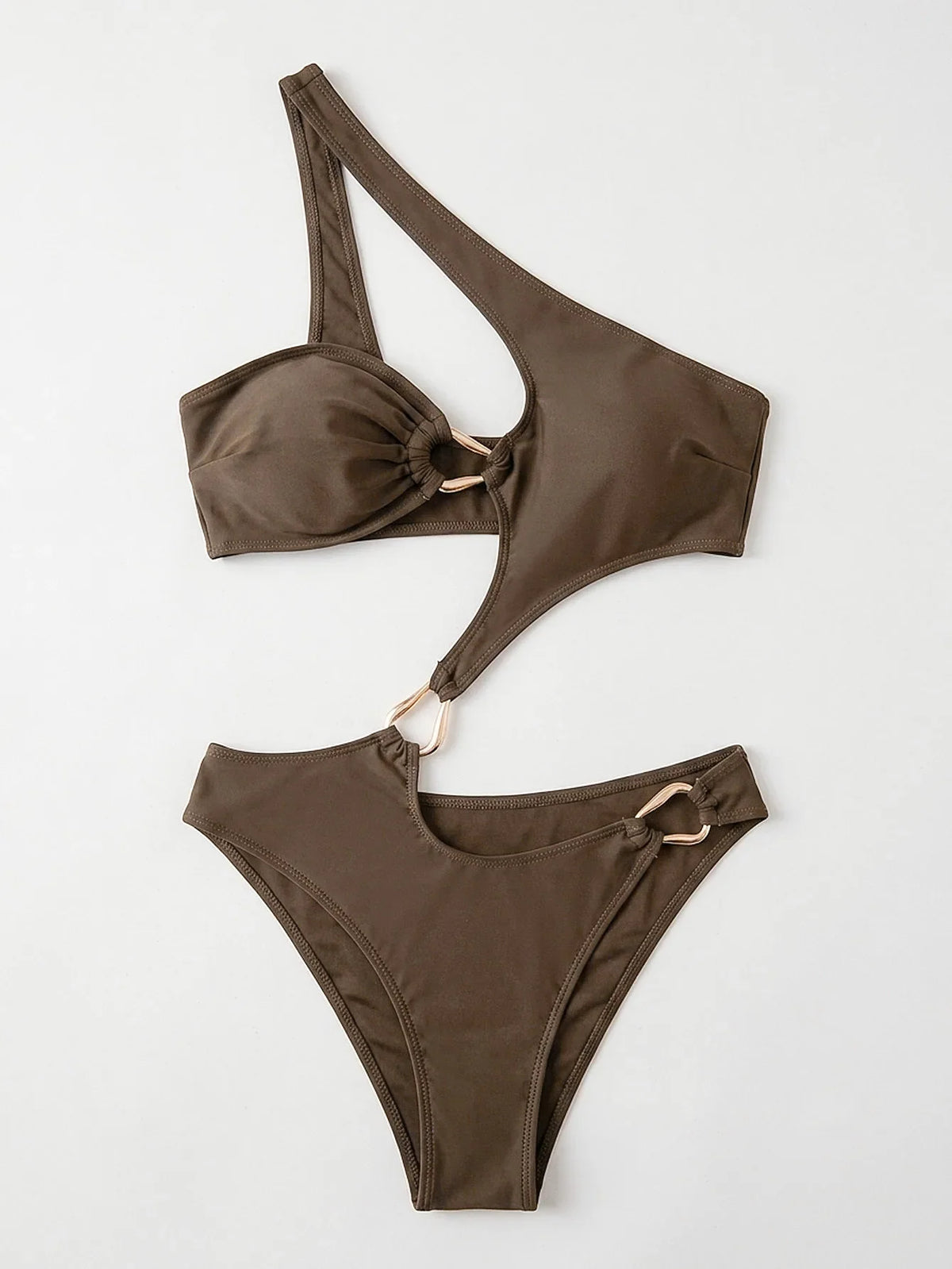 2026 New Solid One Piece Swimsuit Women Swimwear Push Up Monokini Padded Swim Suit One Shoulder Bodysuit Bathing Suit Beachwear