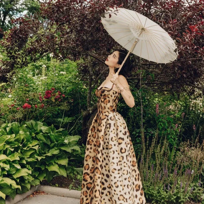Leopard Print Sleeveless Sling Dress For Women Fashion Chic Backless A Line Dresses 2026 Elegant Female High Street Vestidos