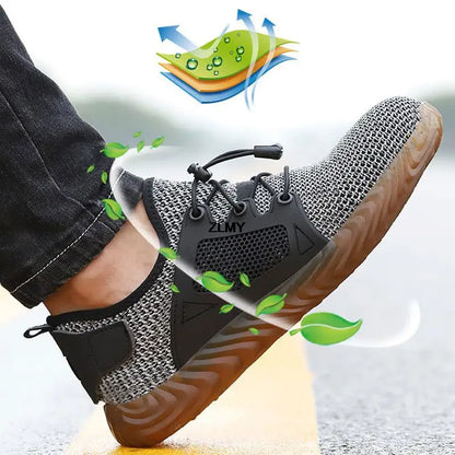 Mesh Safety Shoes Men Summer Steel Toe Work Shoes Puncture Proof Anti-smash Work Safety Boots Man Breathable Security Boots Male