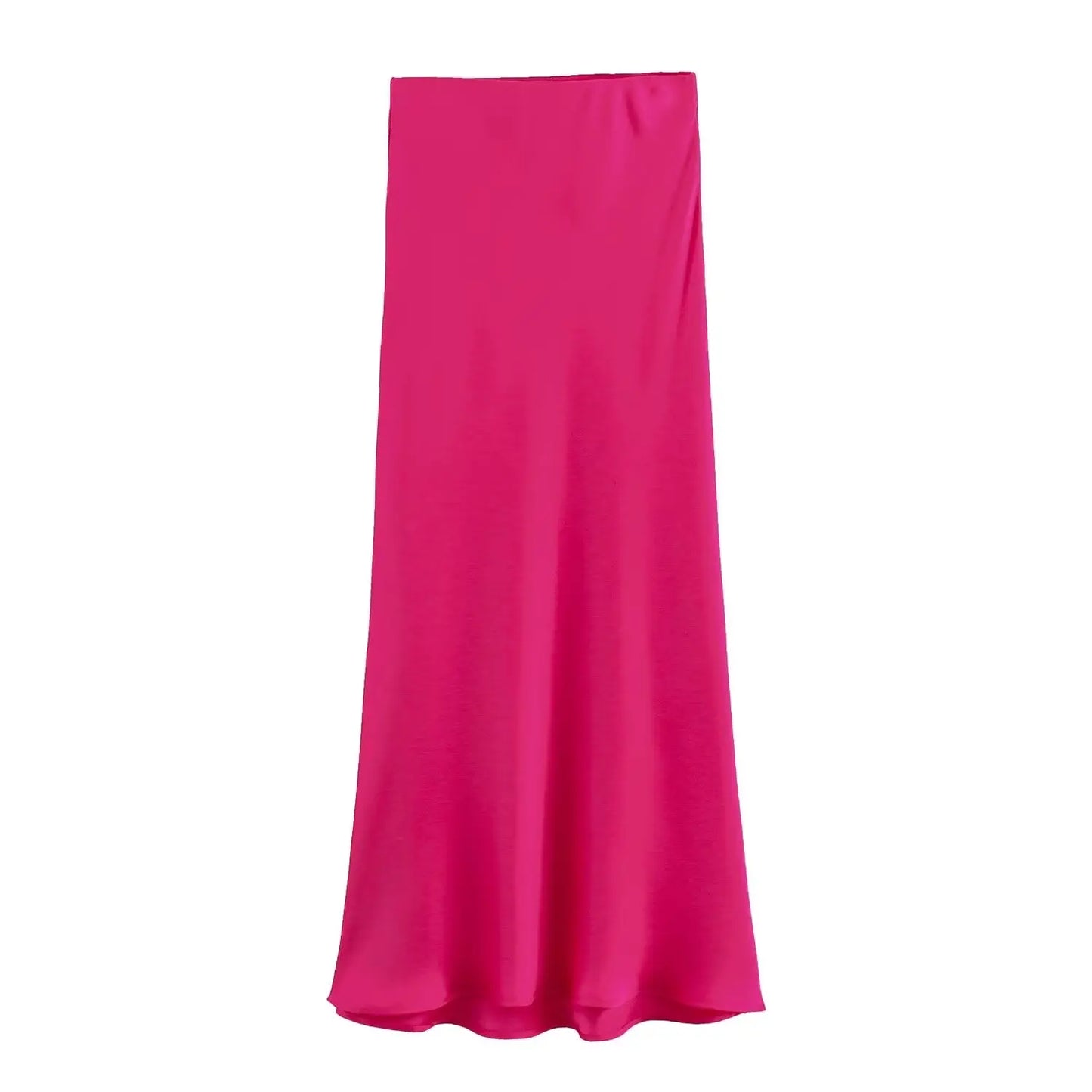 2026 New Women's European And American Style Fashion Silk Satin Texture High Waist Skirt Street Style Elegant Mid-length Skirt