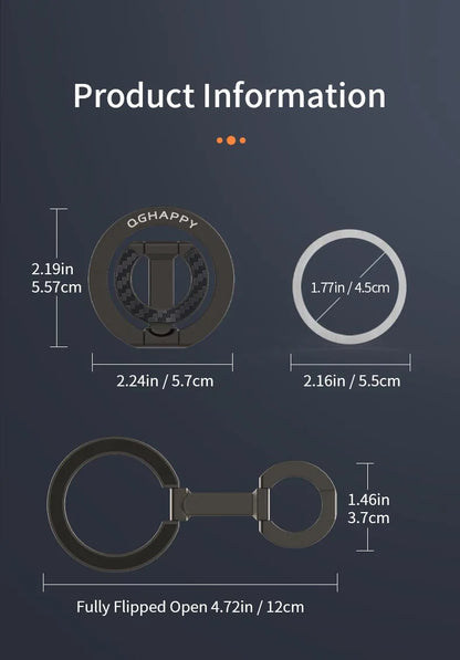 For Double-Sided Magnetic Phone Ring Holder for MagSafe Kickstand Magnet Grip for iPhone 16 15 14 For Huawei Xiaomi Stand Holder