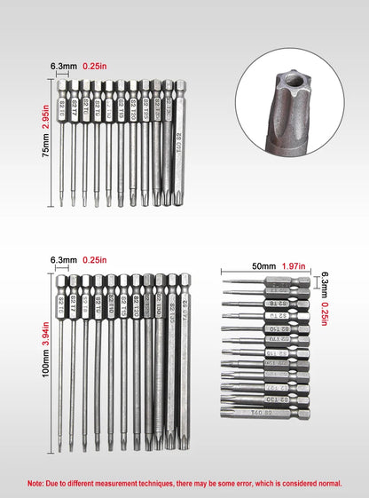 50-75-100mm Hollow Plum Blossom Extended S2 Screwdriver Set with Hexagonal Handle Screwdriver Bit Screwdriver Tool