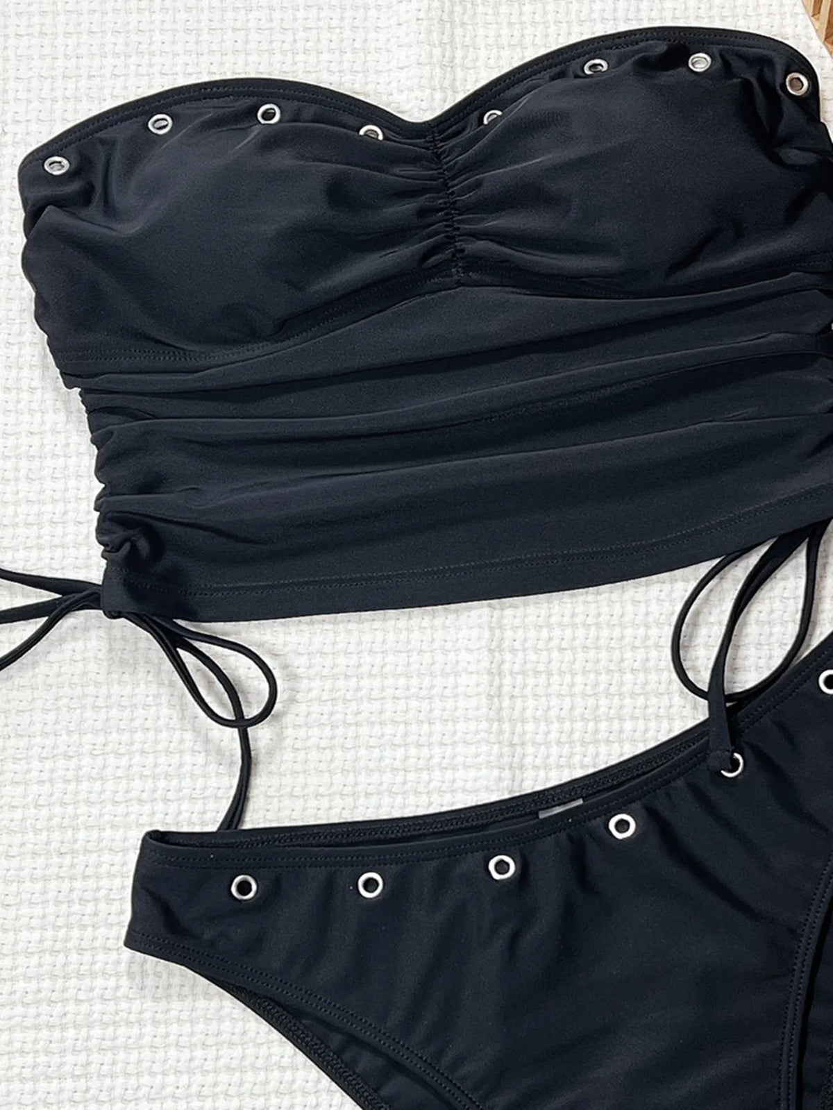 Black Bikinis 2026 Sexy Women Swimsuits Female Swimwear Bikini Set Bathing Suit Swimming Suits Bandeau Beachwear Thong Biquini
