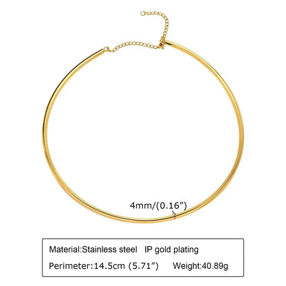 Choker Neck Cuff for Women, Open Collar Choker Torques Necklace Adjustable ,Simple Stainless Steel Jewelry