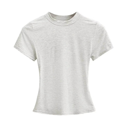 Slim Fit Solid Color Women's Casual T-shirt Short Sleeve Fashion Trend Y2K Top High Quality 2026 New Arrival