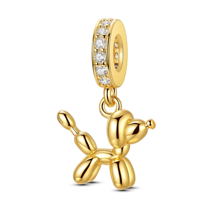 Golden Sunflower Leopard Poodle Charms Beads Fit Bracelet Nacklace Jewelry DIY Gifts For Women
