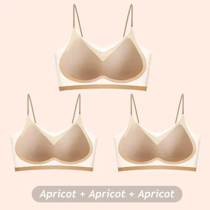 3PCS Ultra-Thin Breathable Ice Silk Top Bras Women's Bustier Underwear Seamless Back Halter Vest Wrap Wireless Bras Solid Color