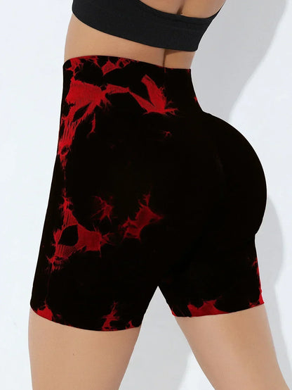2024 Summer New 16 Color Sexy Tie Dye Shorts Woman Fitness Seamless Butt Lifting Shorts One Pieces Activewear Running Outdoors
