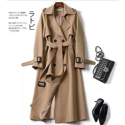 Phantasy Trench Coat Women Long Sleeve Jacket British Style Long Cloack Lace Up Elegant Office Lady Trench Spring Autumn Outfit