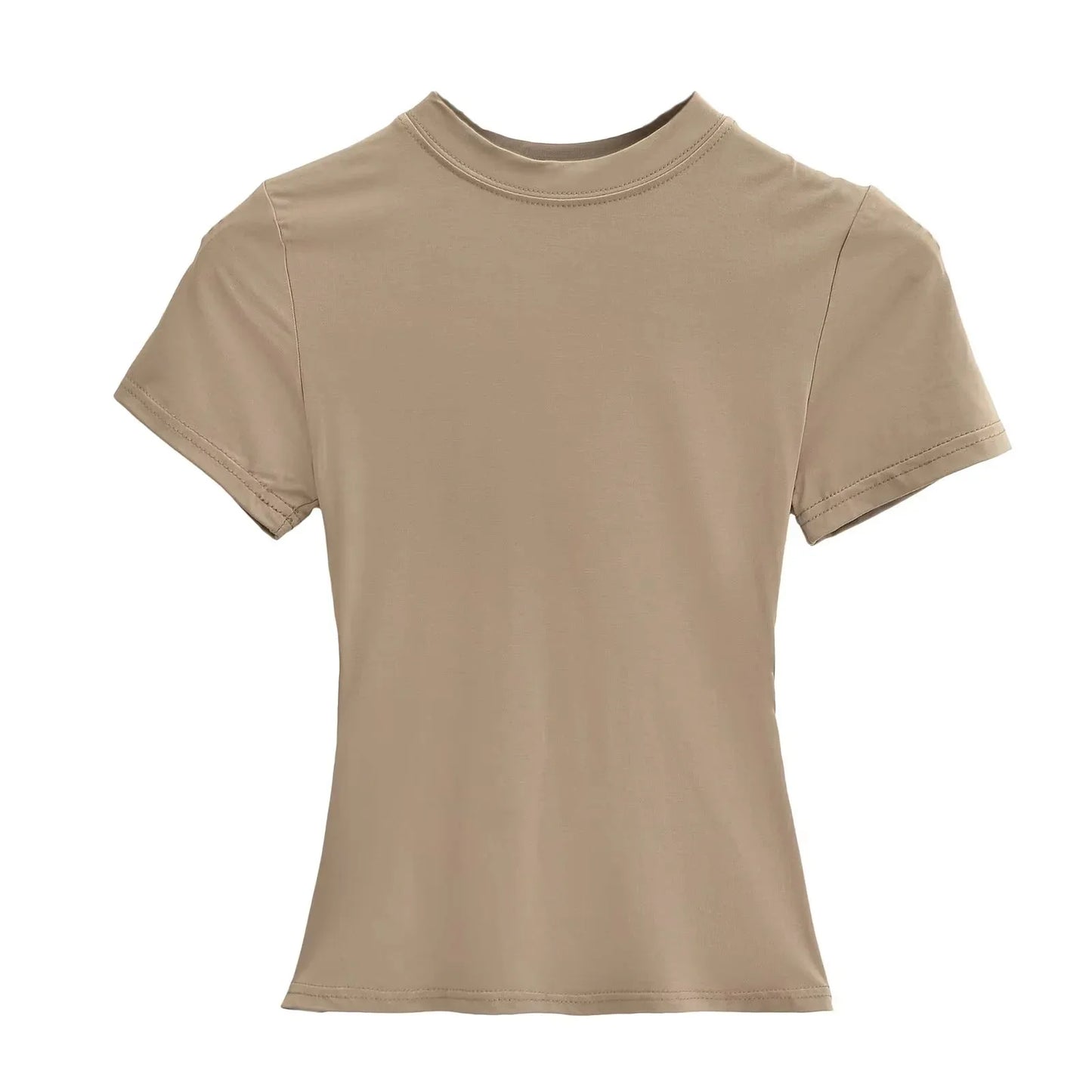 Slim Fit Solid Color Women's Casual T-shirt Short Sleeve Fashion Trend Y2K Top High Quality 2026 New Arrival