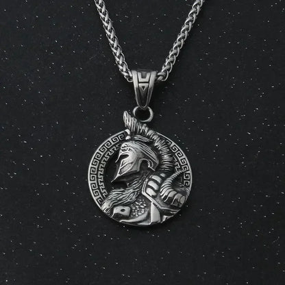 stainless steel King of War Spartan Warrior Portrait Pendant Men\'s Necklace Trend Rock Hip Hop Party Jewelry Christmas Gift