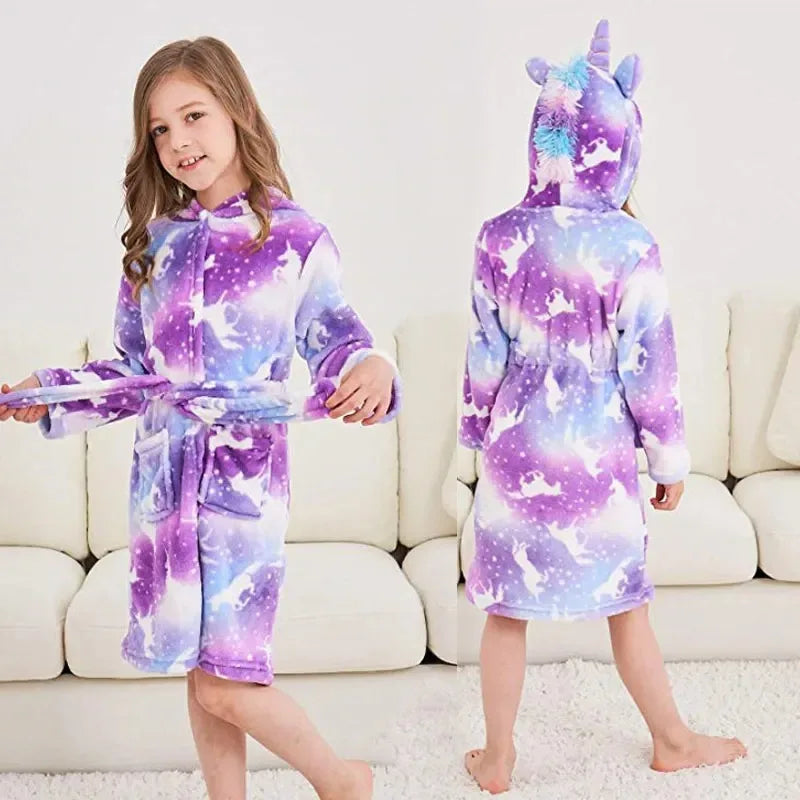 Children Bath Robes Flannel Winter Kids Sleepwear Robe Infant Pijamas Nightgown For Boys Girls Pajamas 1-11 Years Baby Clothes