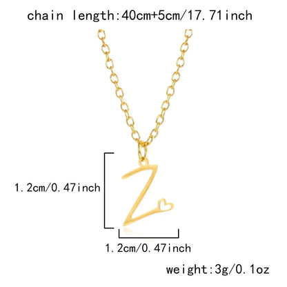 26 Initial Letters Heart Pendant Stainless Steel Necklace for Women Gold Color A-Z Alphabet Choker Chain Birthday Jewelry Gift