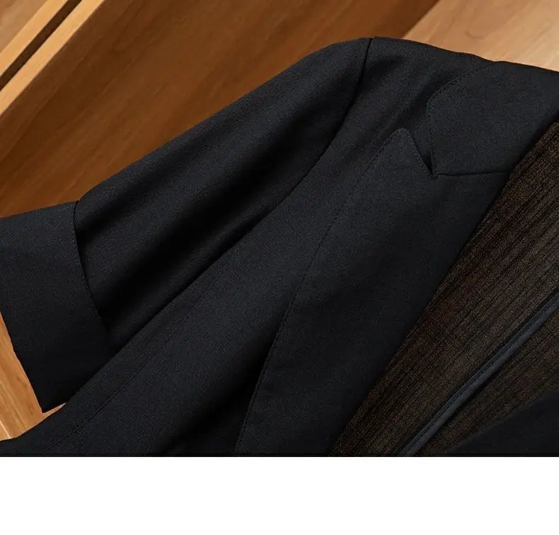Black Solid Casual Turn-Down Collar Single Button Short Sleeve Women's Jacket Korean Fashion Suit Blazer Short Jackets Coat 2026
