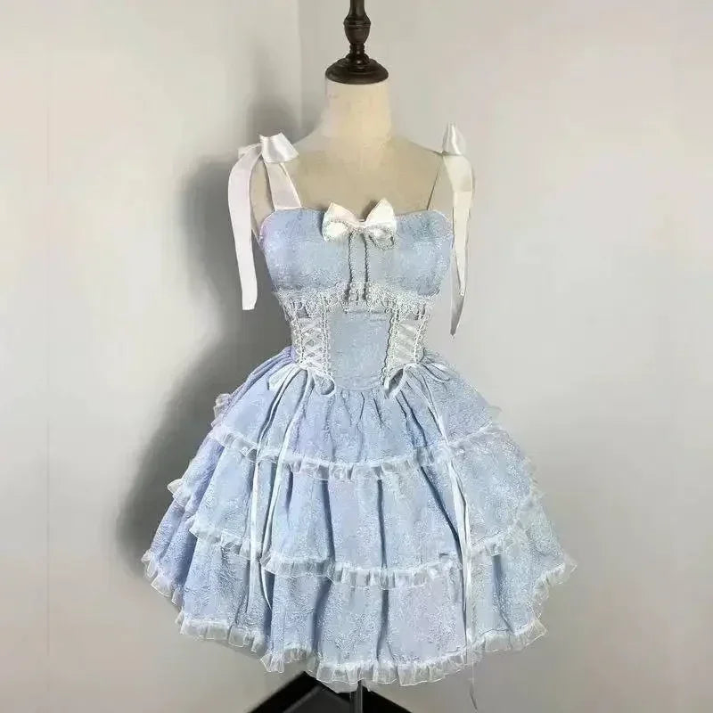 Kawaii Lace Bow Mini Dress