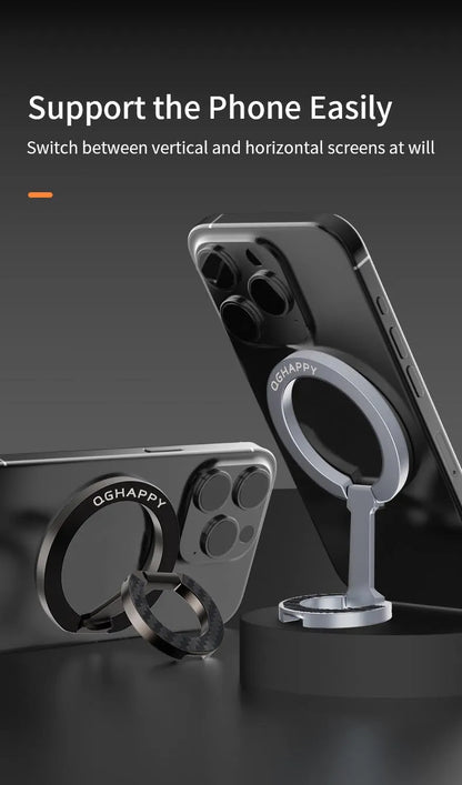 For Double-Sided Magnetic Phone Ring Holder for MagSafe Kickstand Magnet Grip for iPhone 16 15 14 For Huawei Xiaomi Stand Holder