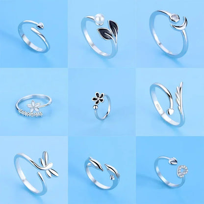 Hot 925 Sterling Silver Ring AAA Zircon Adjustable Simplicity Fashion Exquisite Women Jewelry Accessories Wedding Party Gift