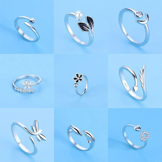 Hot 925 Sterling Silver Ring AAA Zircon Adjustable Simplicity Fashion Exquisite Women Jewelry Accessories Wedding Party Gift