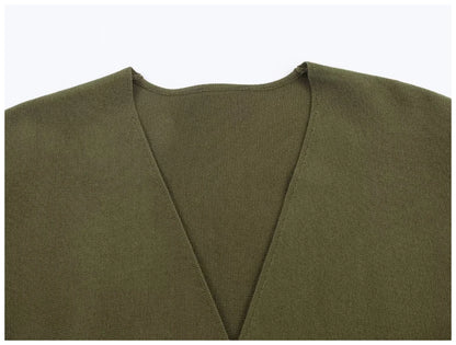 Woman Clothes Tops V Elegant Knit Cardigan For Women With V Neck Tie Waist And Flared Hem Autumn And Winter Workwear Top