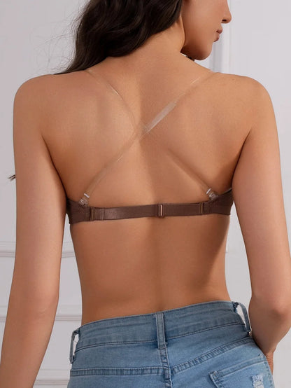 Trendy daily commute Strapless bra Comes with Clear Detachable Straps Push up bra Comfortable basic style women lingerie