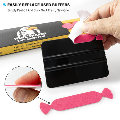 FOSHIO 10pcs/Box Soft Suede Felt Buffer Tools Wrapping Car Vinyl Squeegee Applicator Carbon Film Tinting Scraper Edge Protector