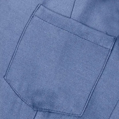 2024 Women New Lapel Pocket Splicing Casual Short Sleeved Solid Color Large Swing Denim Dress Loose Single Breasted Shirt Dress