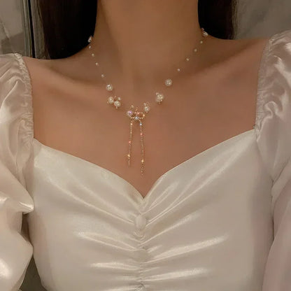 Luxurious Square Pink Zircon Pendant Necklace For Women Fashionable Personalized Daily Accessory Party Jewelry Birthday Gifts