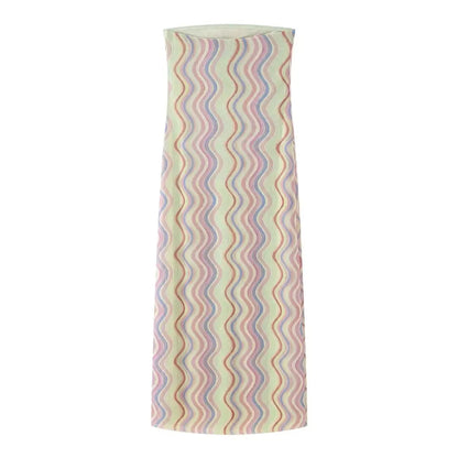 2026 Dress For Women Summer Chic Print Mesh Sleeveless Sexy Side Slit Slim Dresses Wild Beach Resort Style Woman Dress