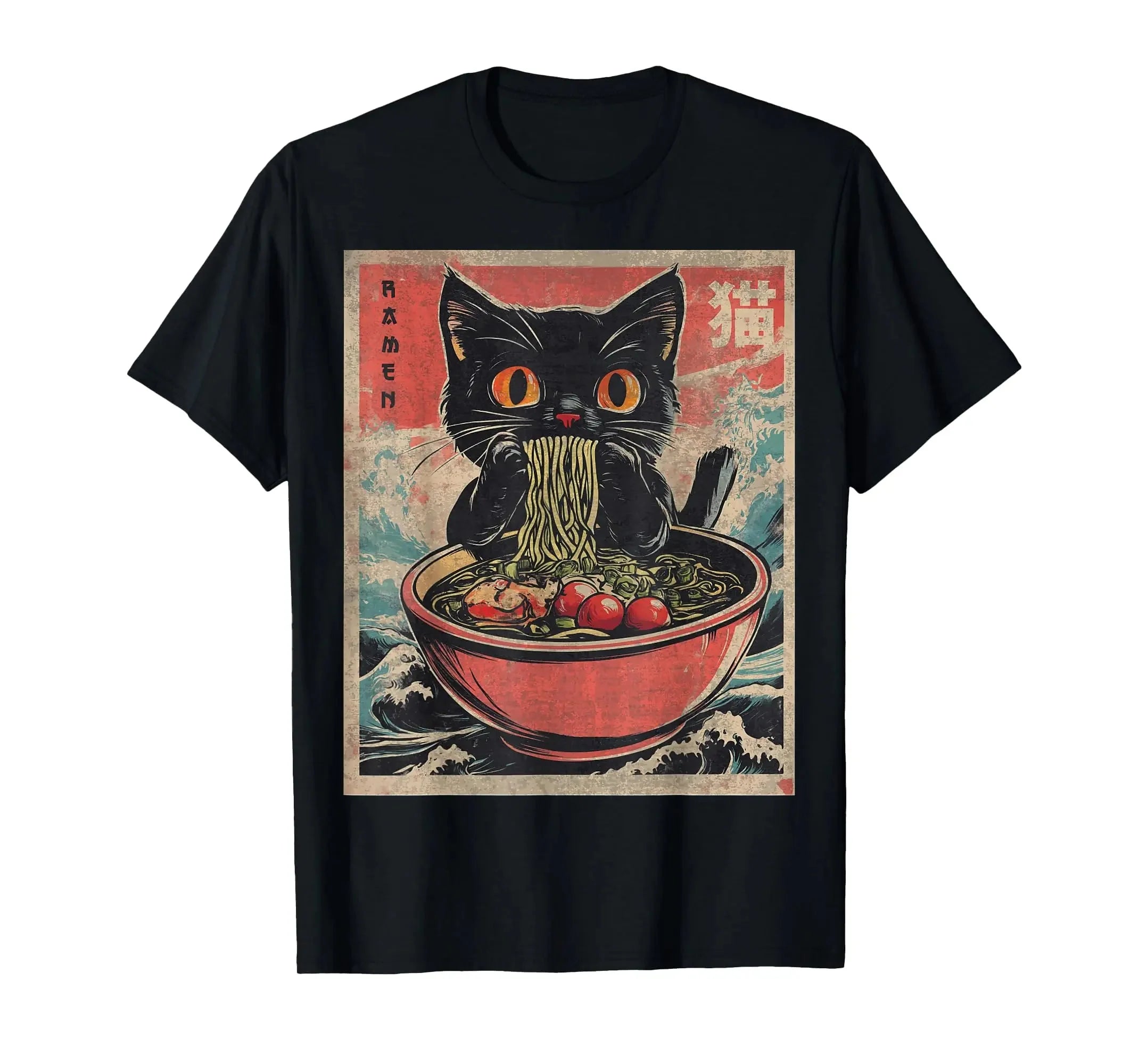 🐾 Kawaii Cat Ramen T-Shirt – Japanese Anime-Inspired Graphic Tee